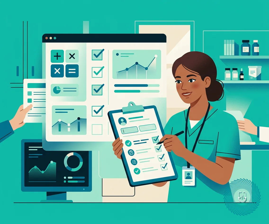 An illustration showing clinical judgment scoring elements and nursing assessment tools